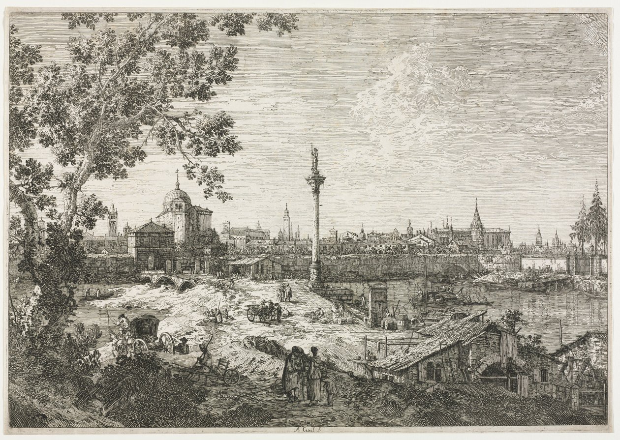 Panorama města na řece. od Giovanni Antonio Canal