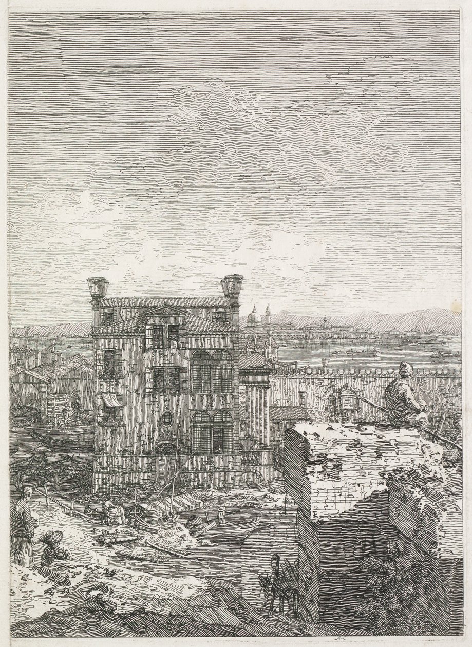 Pohledy: Dům obklopený šesti sloupy od Antonio Canaletto