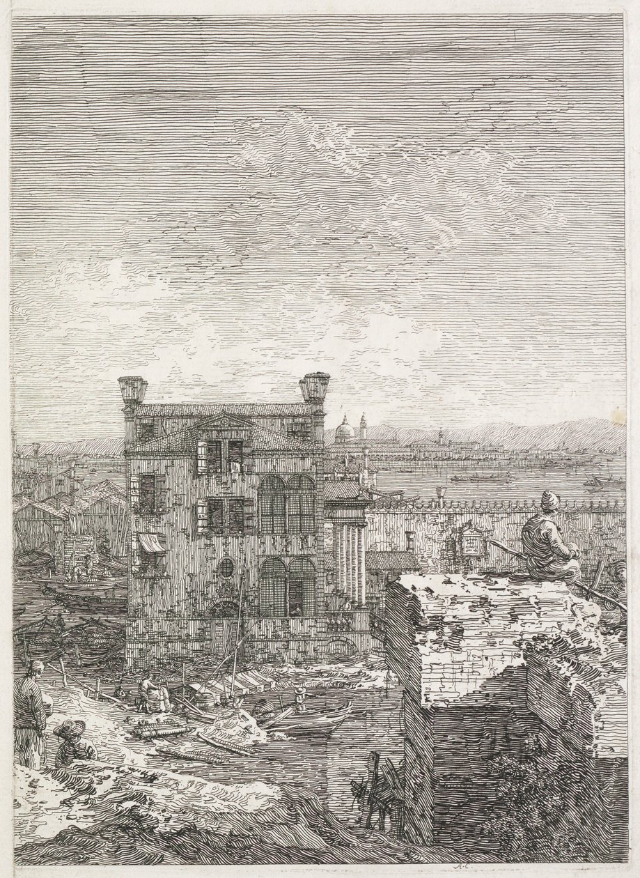 Pohledy: Dům obklopený šesti sloupy, 1735-1746. od Giovanni Antonio Canal