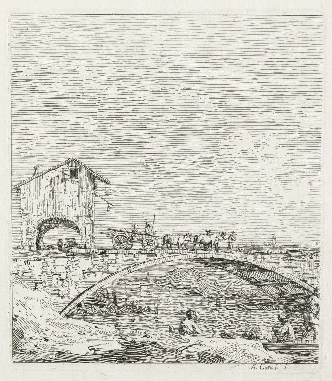 Pohledy: Vůz projíždějící přes most od Antonio Canaletto