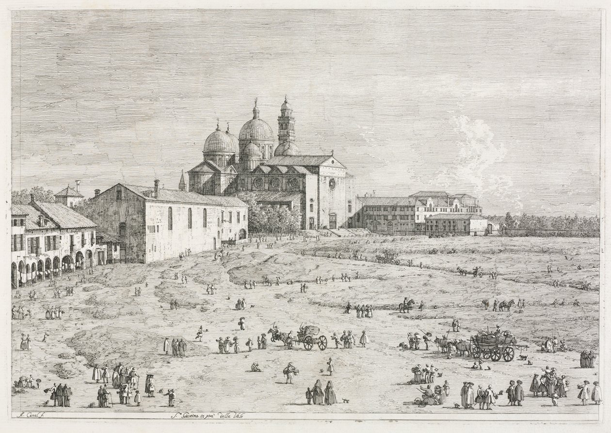 Pohledy: Kostel Saint Justina v Prà della Valle, Padova od Antonio Canaletto