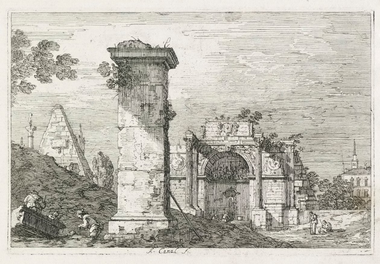 Pohledy: Izolovaný pilíř od Antonio Canaletto