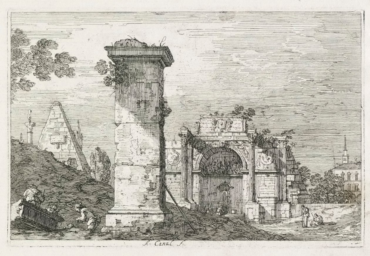 Pohledy: Izolovaný pilíř, 1735-1746. od Giovanni Antonio Canal