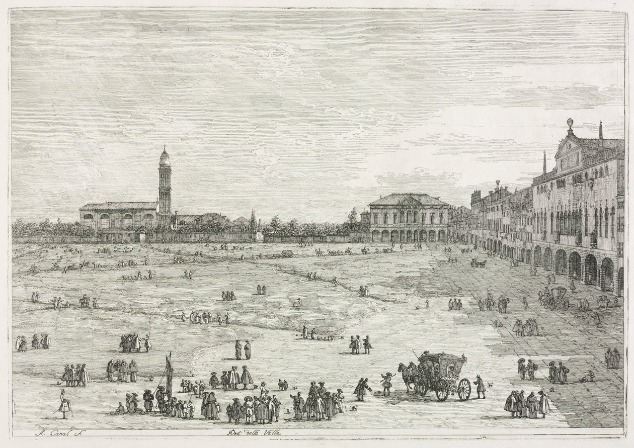 Pohledy: Prà della Valle, Padova, 1735-1746. od Giovanni Antonio Canal
