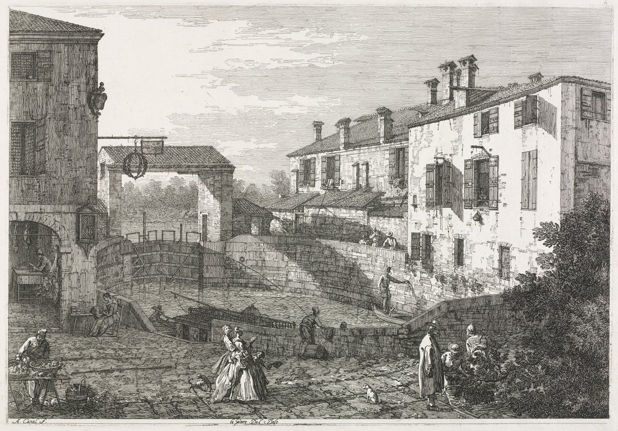 Pohledy: Zdymadlo kanálu v Dolo, 1735-1746. od Giovanni Antonio Canal