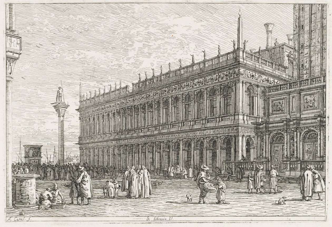Pohledy: Knihovna, Benátky od Antonio Canaletto