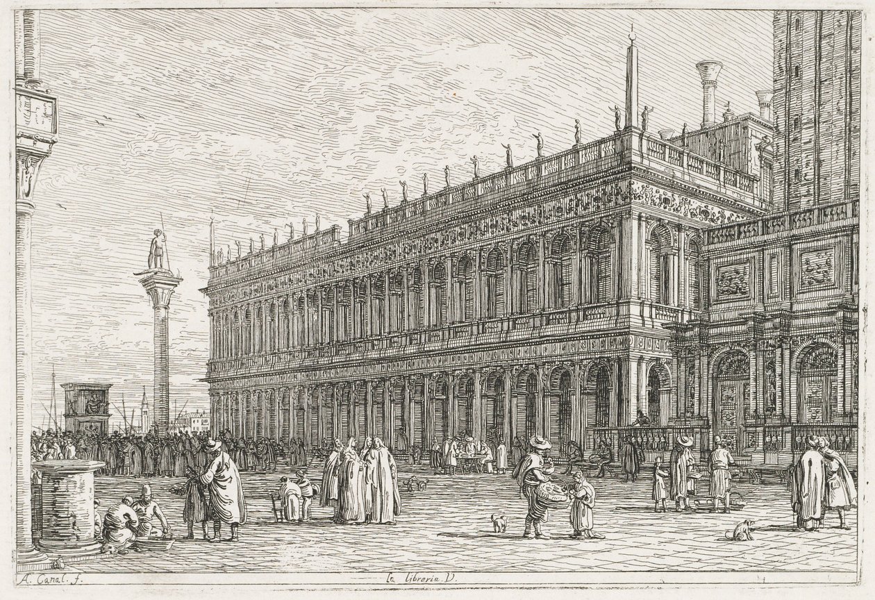 Pohledy: Knihovna, Benátky, 1735-1746. od Giovanni Antonio Canal