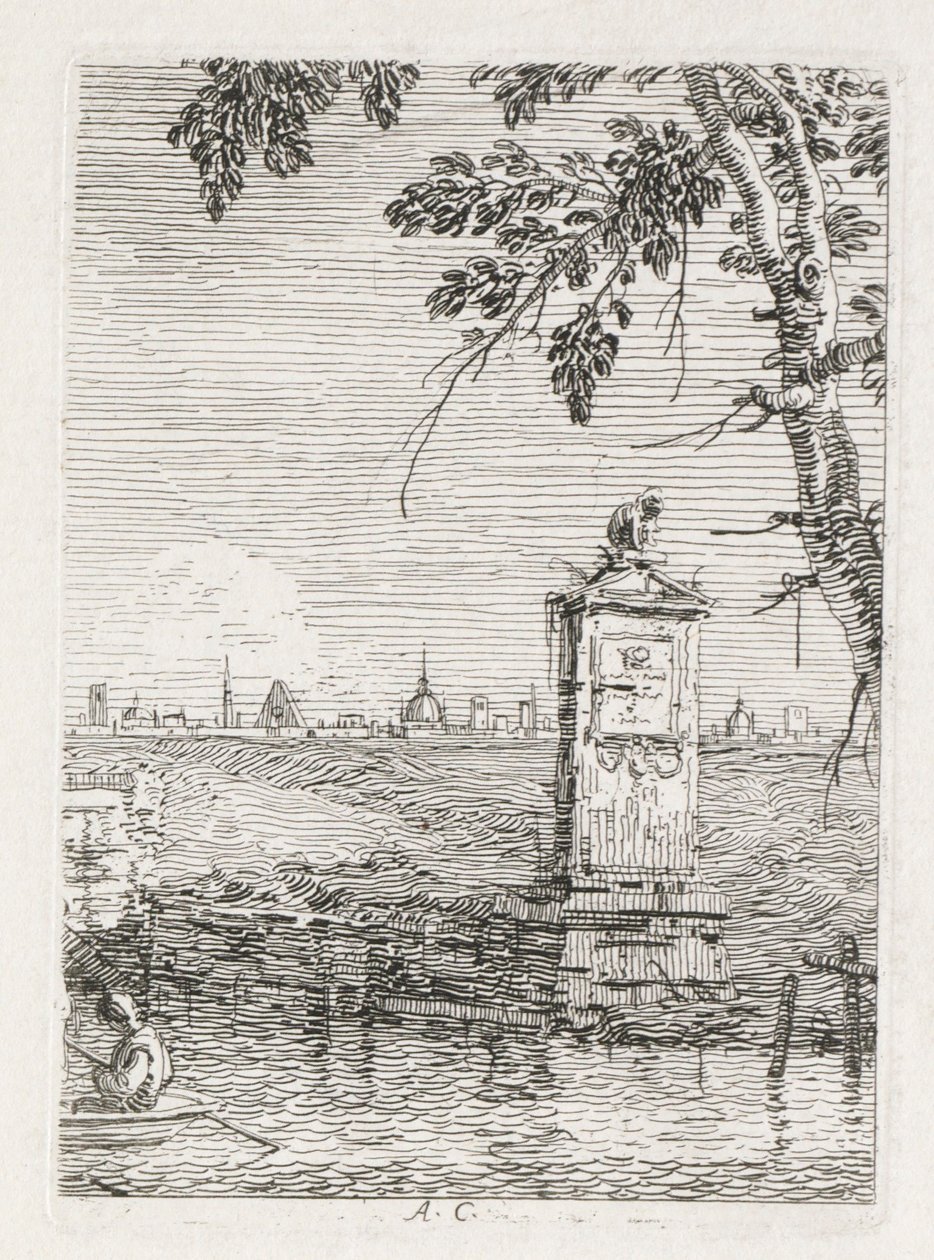Pohledy: Malý pomník pod stromem, 1735-1746. od Giovanni Antonio Canal
