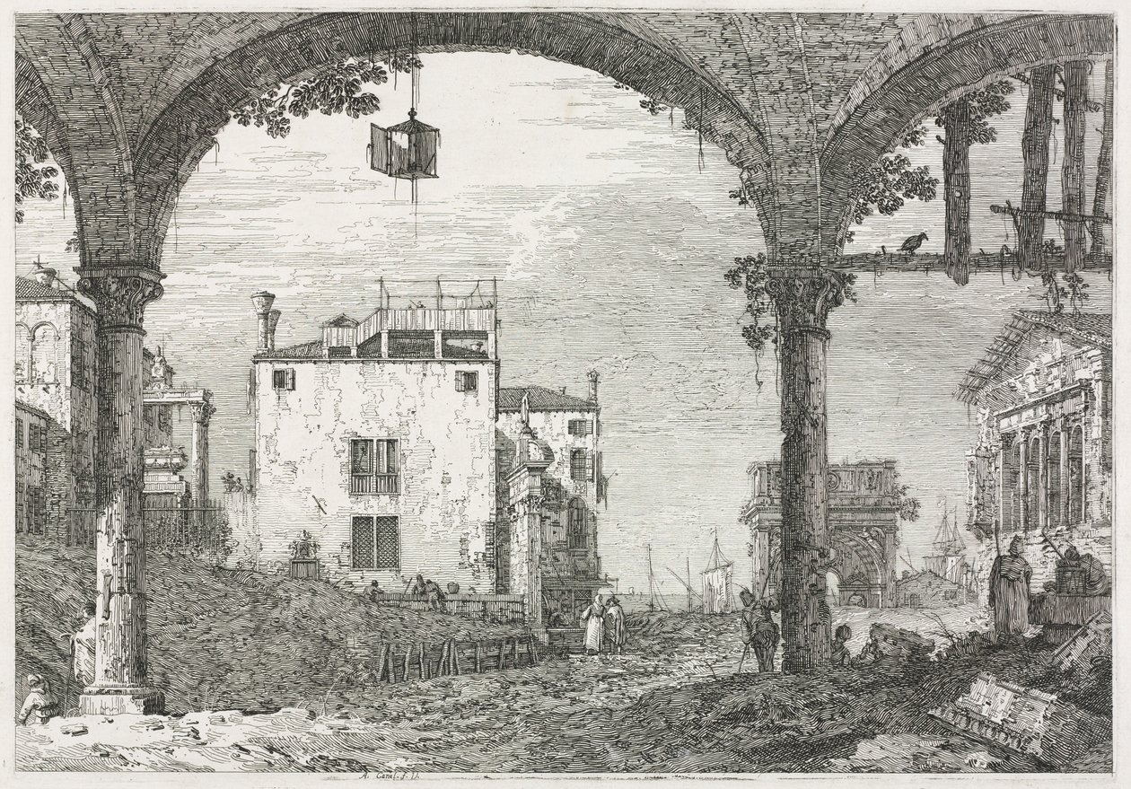 Pohledy: Portico s lucernou, 1735-1746. od Giovanni Antonio Canal
