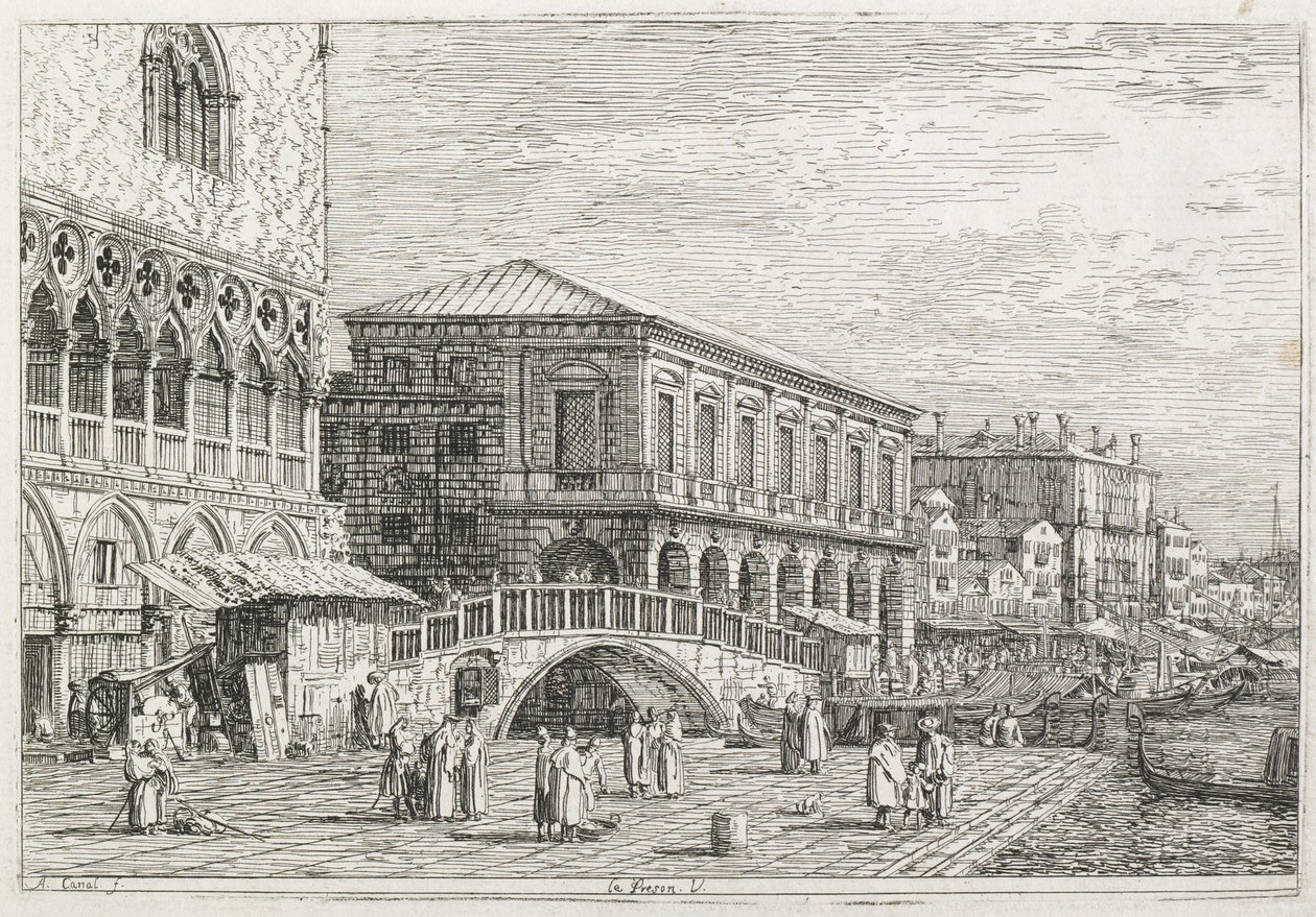 Pohledy: Vězení, Benátky od Antonio Canaletto