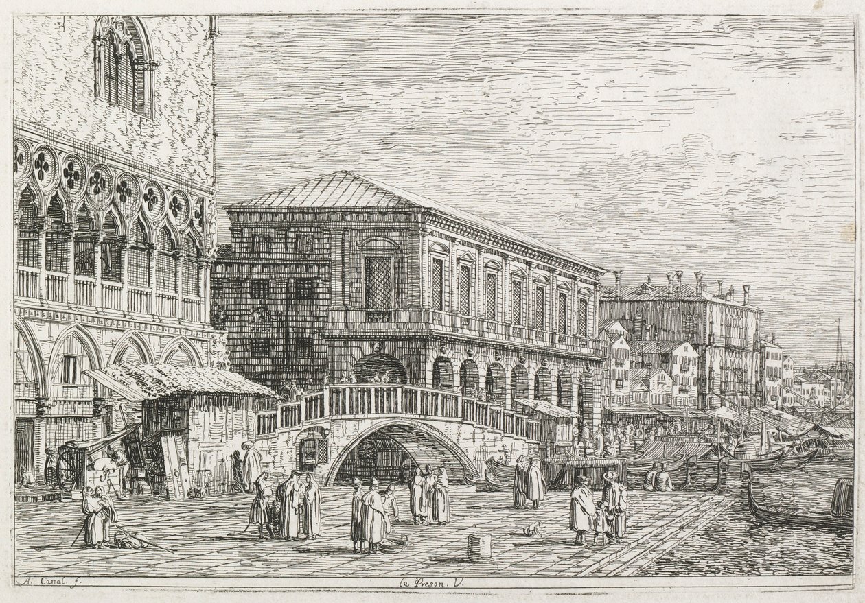 Pohledy: The Prison, Benátky, 1735-1746. od Giovanni Antonio Canal