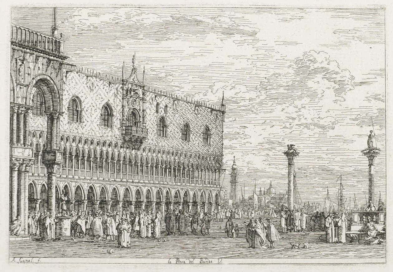 Pohledy: Kámen prohlášení v Benátkách, 1735-1746. od Giovanni Antonio Canal