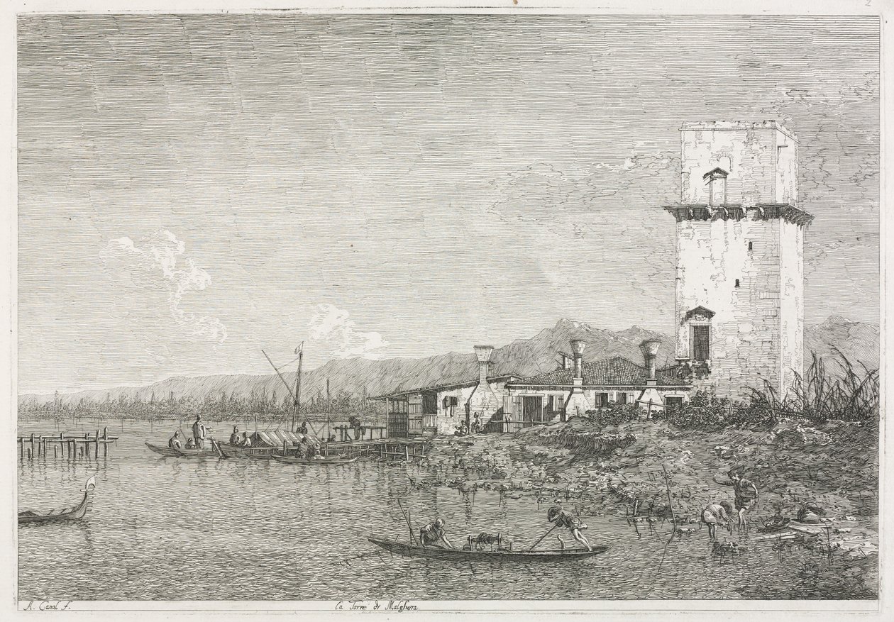 Pohledy: Věž Malghera od Antonio Canaletto