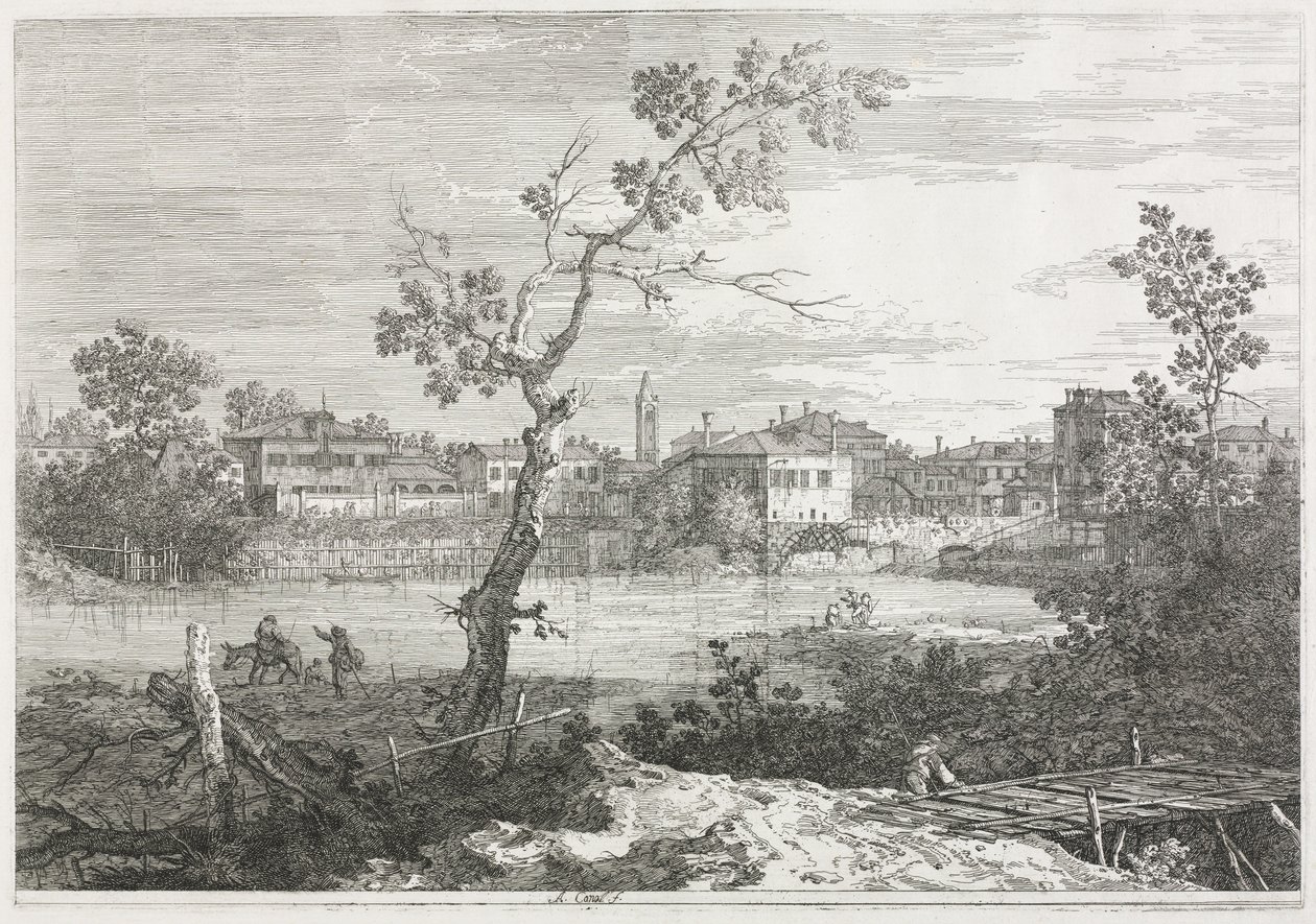 Pohledy: Pohled na Burano, město na ostrově v Benátské laguně od Antonio Canaletto