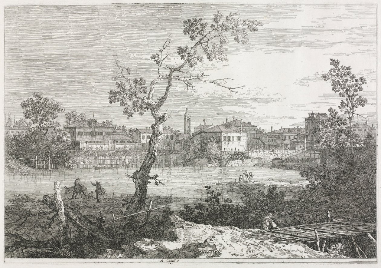 Pohledy: Pohled na Burano, město na ostrově v Benátské laguně, 1735-1746. od Giovanni Antonio Canal