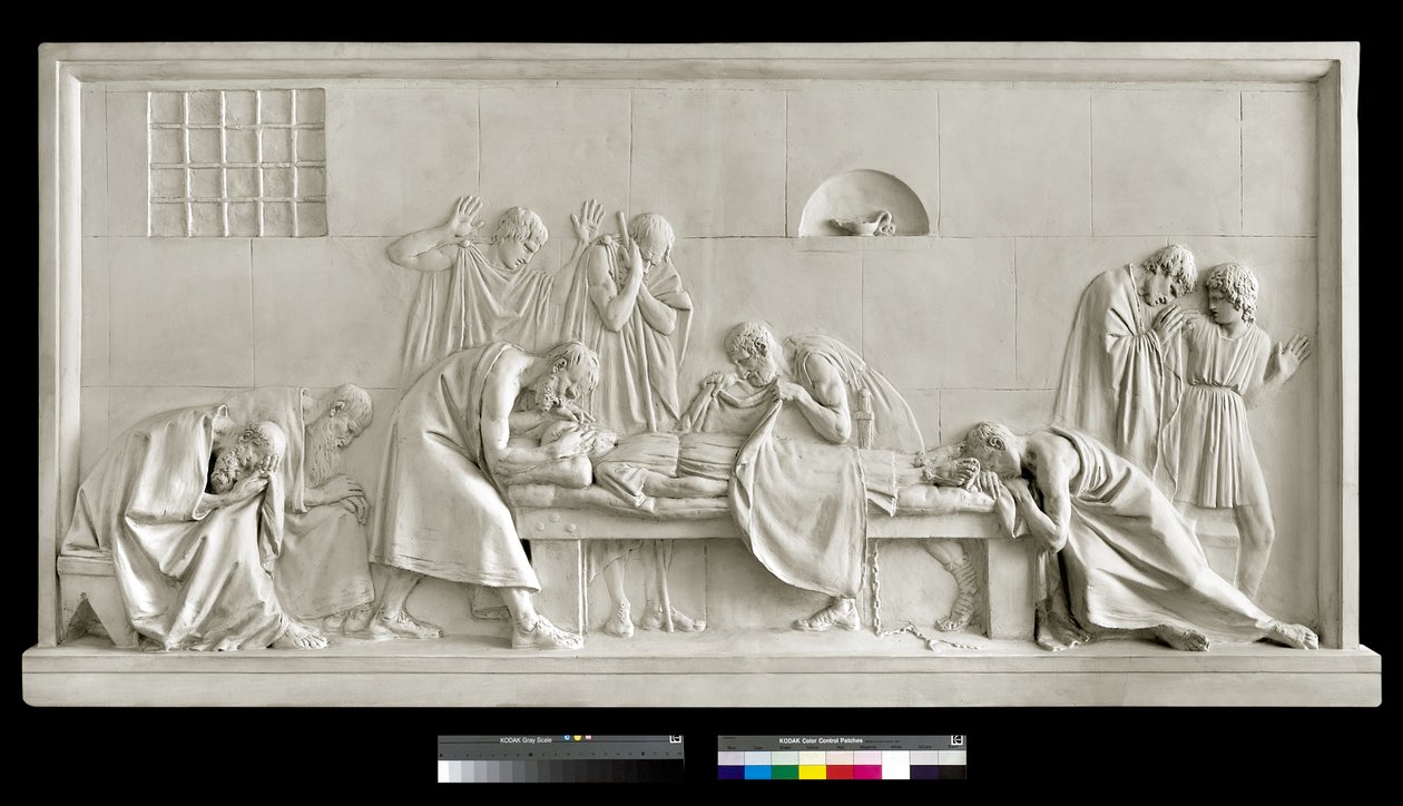 Crito zavírá oči Sokrata, 1790-92 (sádra) od Antonio Canova
