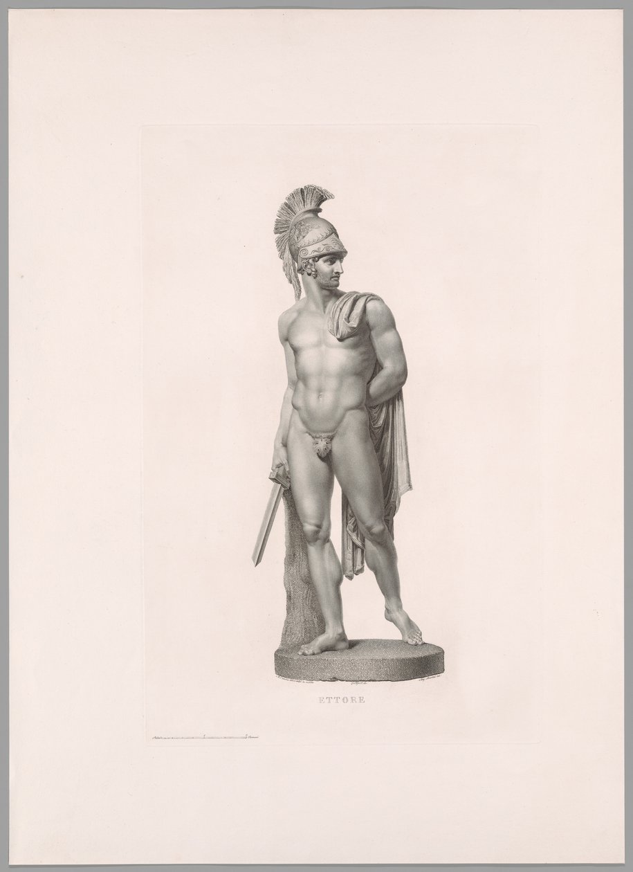 Ettore, Pohled zepředu, z Work by Canova od Antonio Canova