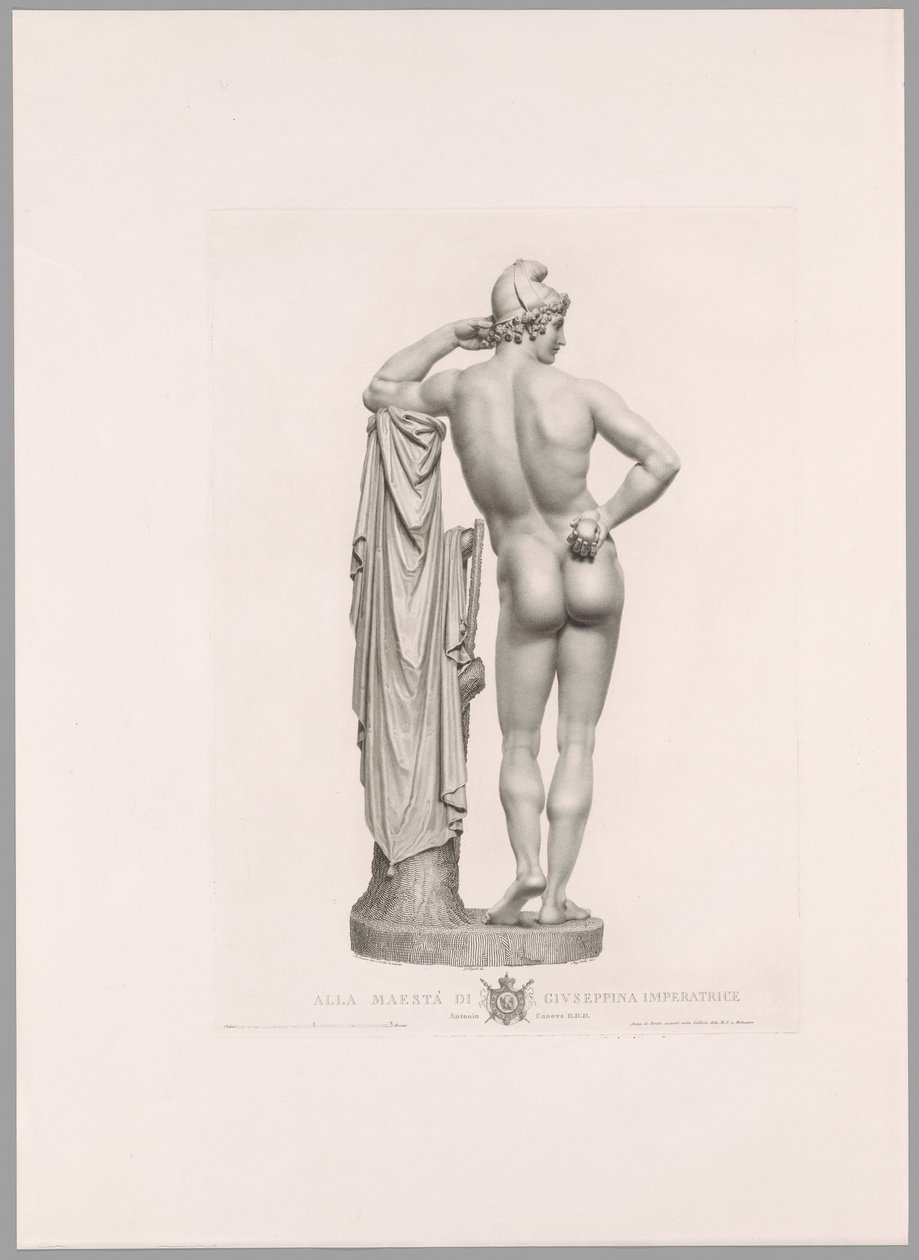 Paříž opřená o pařez, pohled zezadu, z knihy Oeuvre de Canova od Antonio Canova