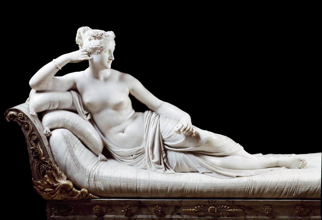 Pauline Bonaparte, princezna Borghese (1780 - 1825) sestra Napoleona I. zastoupená v Mramorové soše Vítězné Venuše od Antonia Canova (1757-1822) 1804-1808 Řím, Galleria Borghese od Antonio Canova