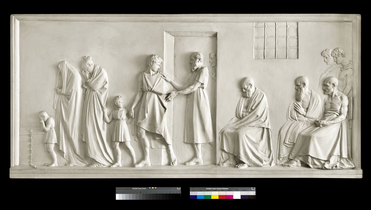 Sokrates opouští svou rodinu, 1787-1790 (sádra) od Antonio Canova