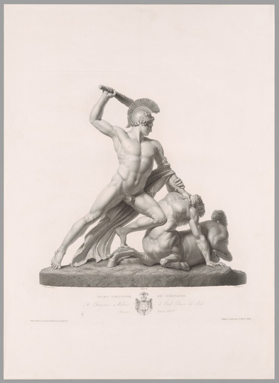 Theseus a kentaur, pohled zepředu, z díla Canova od Antonio Canova