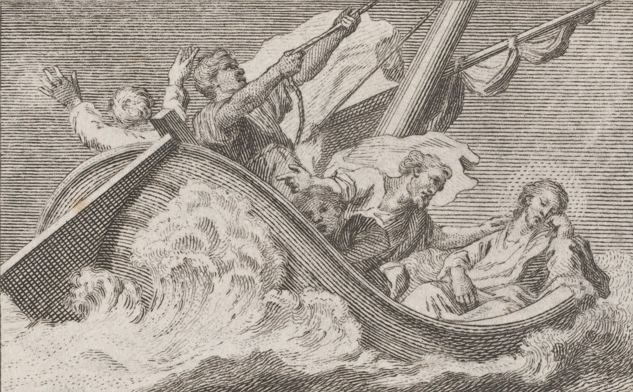 Kristus na lodi s rybáři, ca. 1760-93. od Antonio Capellan