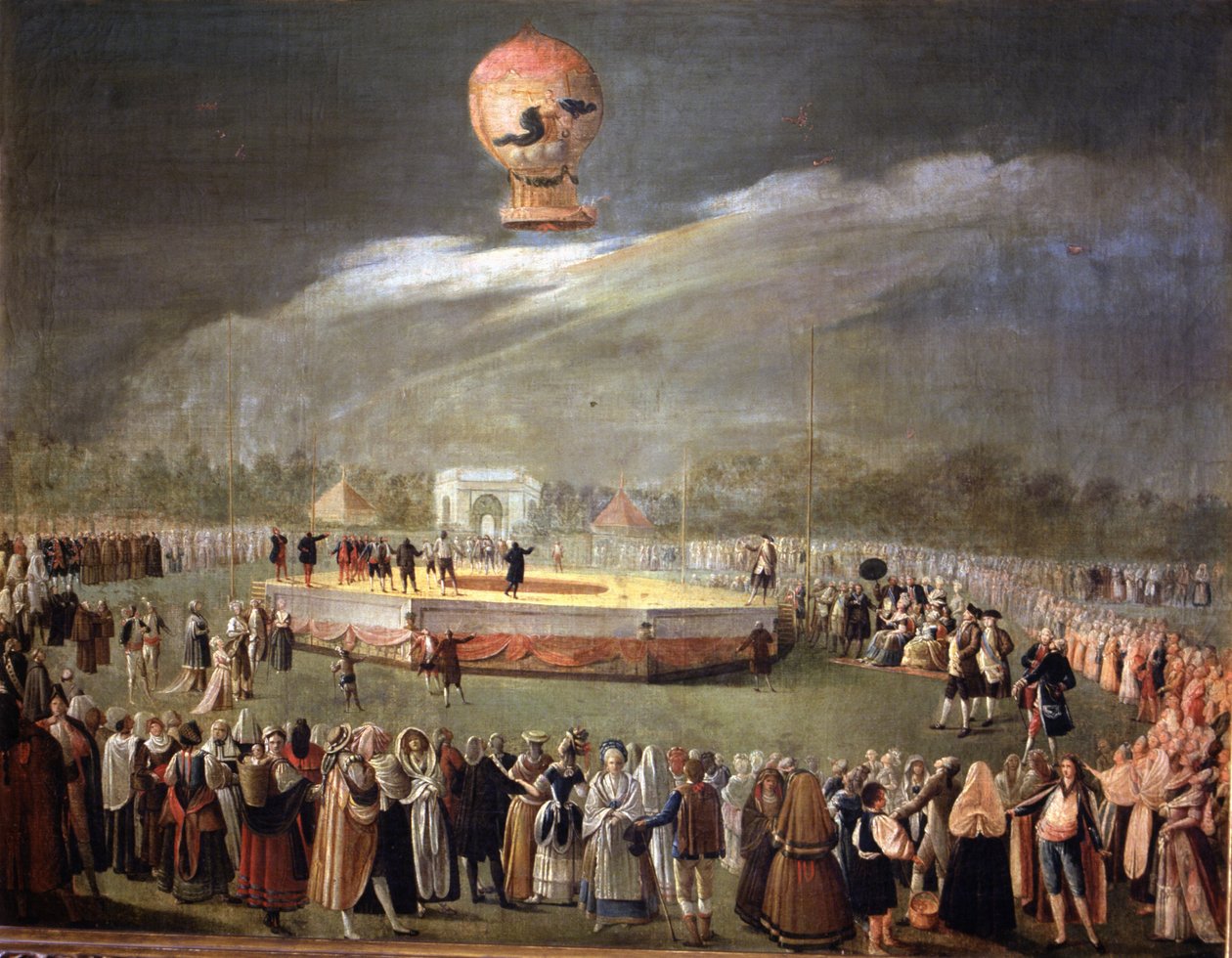 Balon Ascension in the Gardens of Aranjuez, c.1783 (olej na plátně) od Antonio Carnicero
