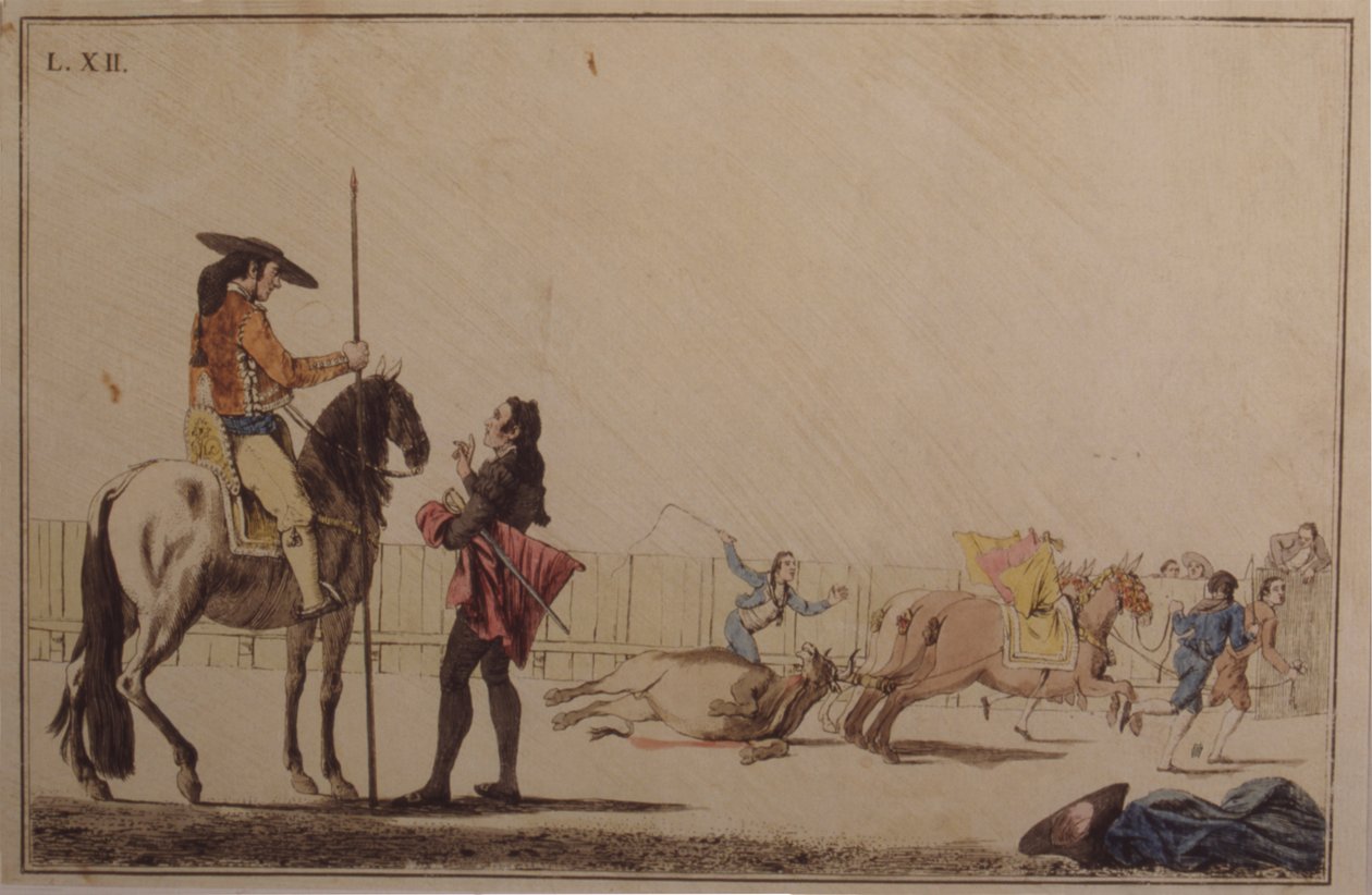 Picador na koni a tahání býka od Antonio Carnicero