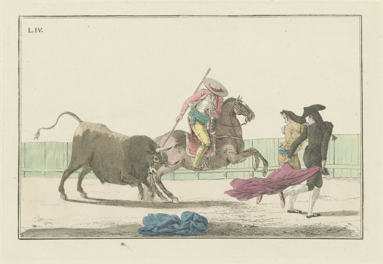 Plate IV, ze série Collection of the Main Actions in a Bullfight od Antonio Carnicero