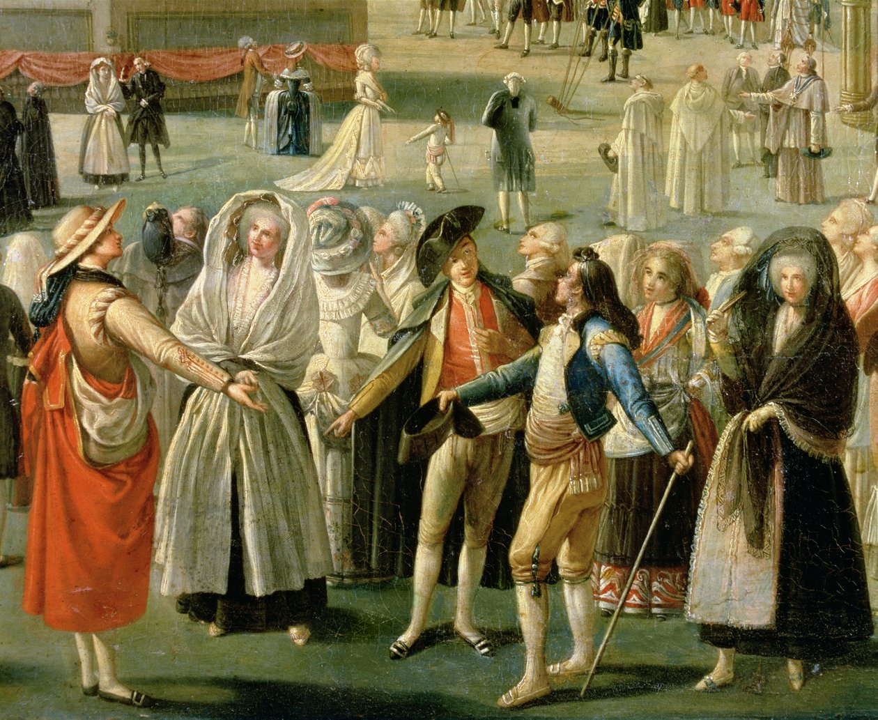 Výstup horkovzdušného balónu v Madridu, detail davu (olej na plátně) (detail) od Antonio Carnicero