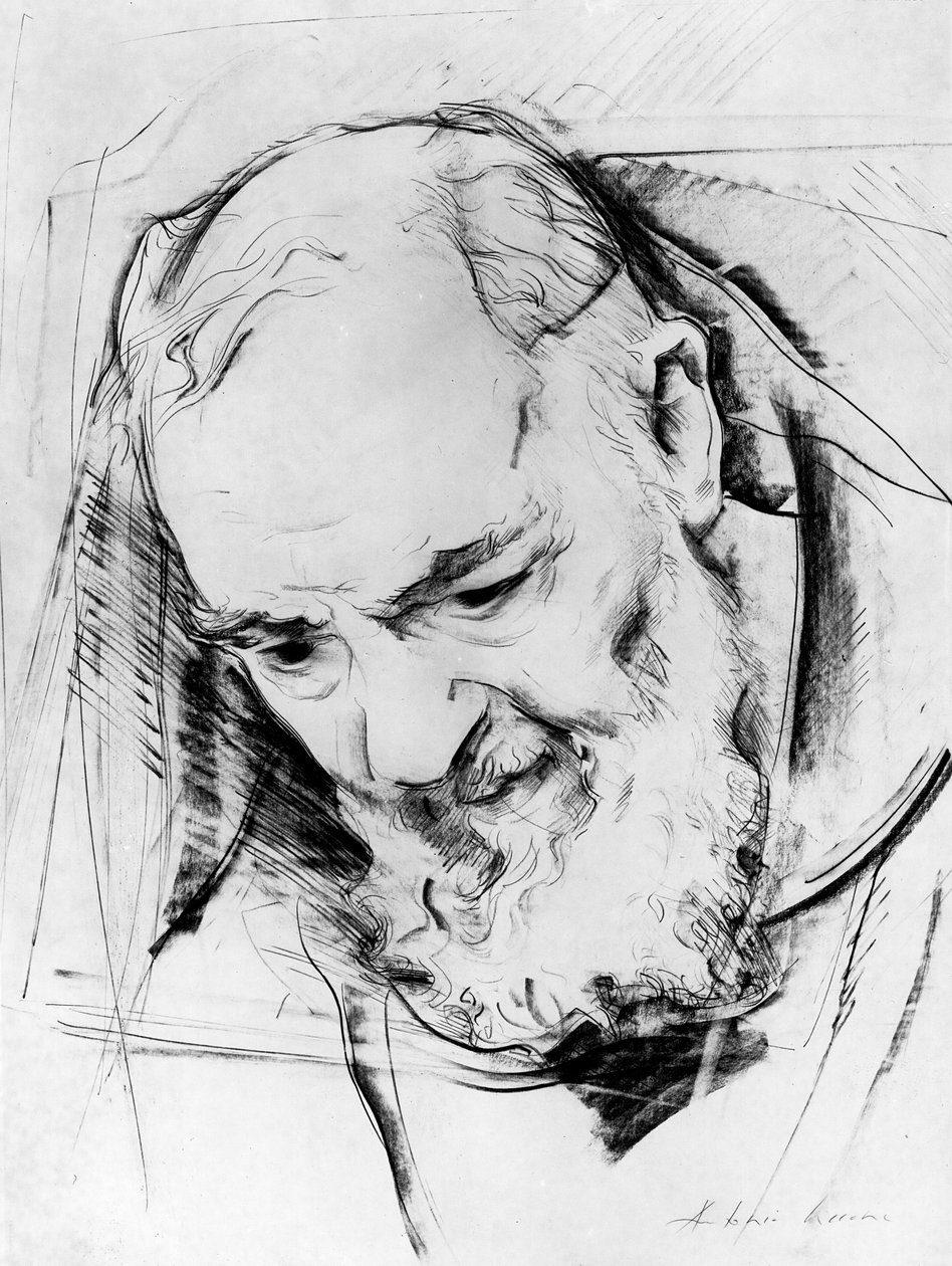 Studie pro pomník Padre Pio, 1979-80 (uhl na papíře) od Antonio Ciccone