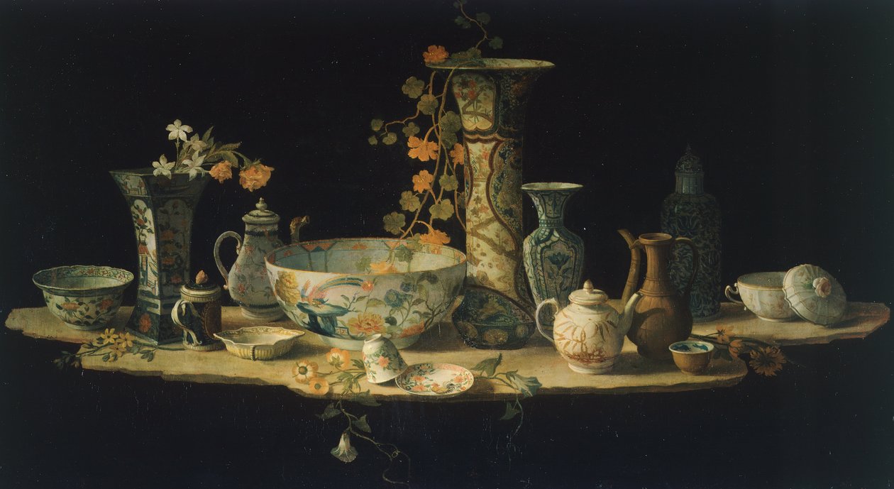 Přípravná malba pro stolní desku z tvrdého kamene s porcelánovými vázami, cca 1875, od Antonia Ciociho (mezi 1722 a 1792), olej na plátně. od Antonio Cioci or Ciocchi