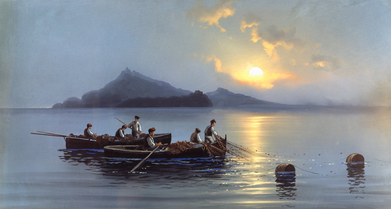 Rybáři u pobřeží Capri (olej na plátně) od Antonio Coppola