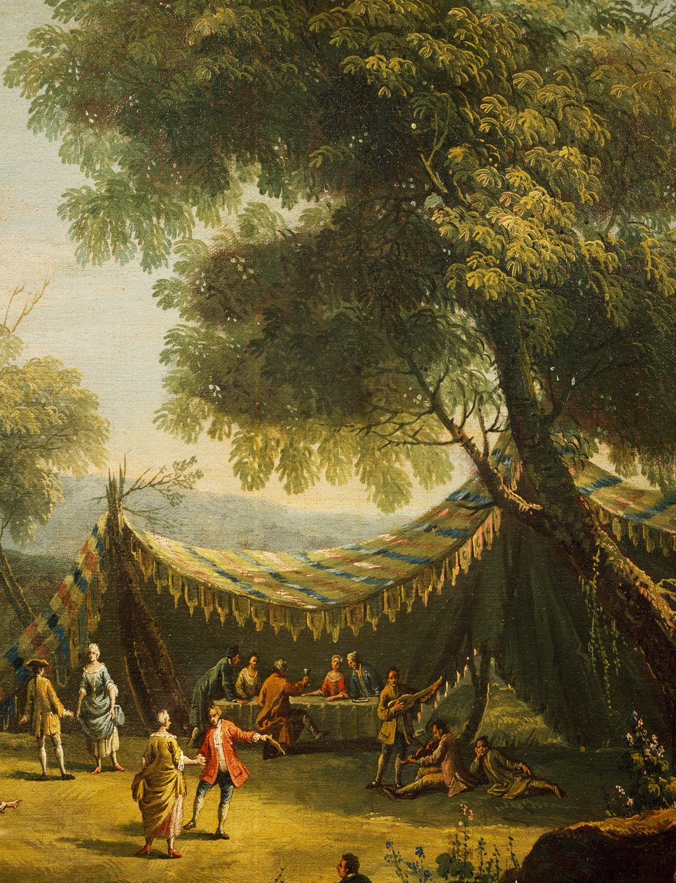 Stan na venkově s živou hudbou, detail z jara, od Antonia Dizianiho (1737-1797), olej na plátně, 74x92 cm, Itálie od Antonio Diziani