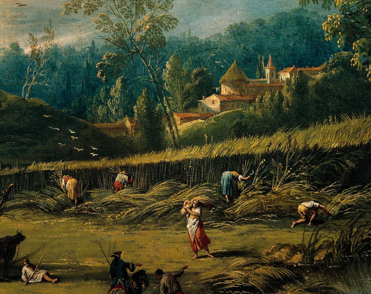 Sklizeň, detail z léta, od Antonia Dizianiho (1737-1797), malba. od Antonio Diziani