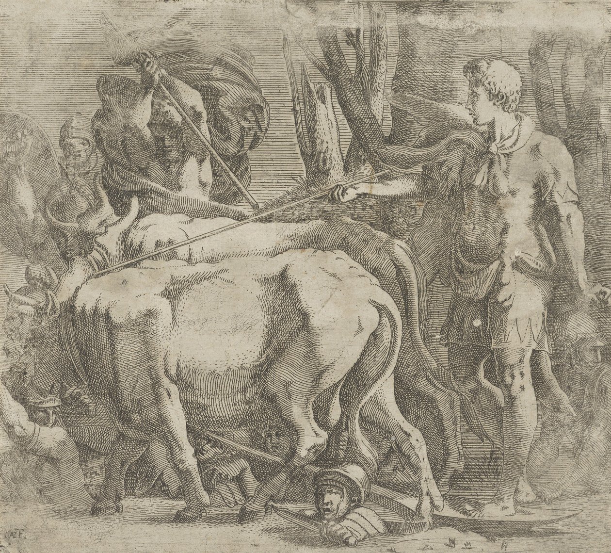 Cadmus obdělával pole, kde zasel dračí zuby, 1540-45. od Antonio Fantuzzi