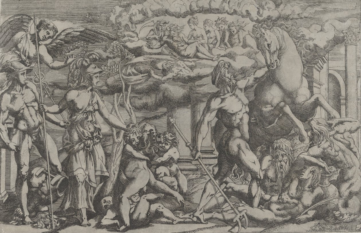 Soutěž mezi Neptunem a Athénou, 1540-45. od Antonio Fantuzzi