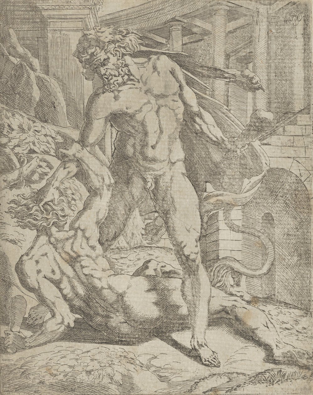 Hercules a Cacus, 1540-45. od Antonio Fantuzzi