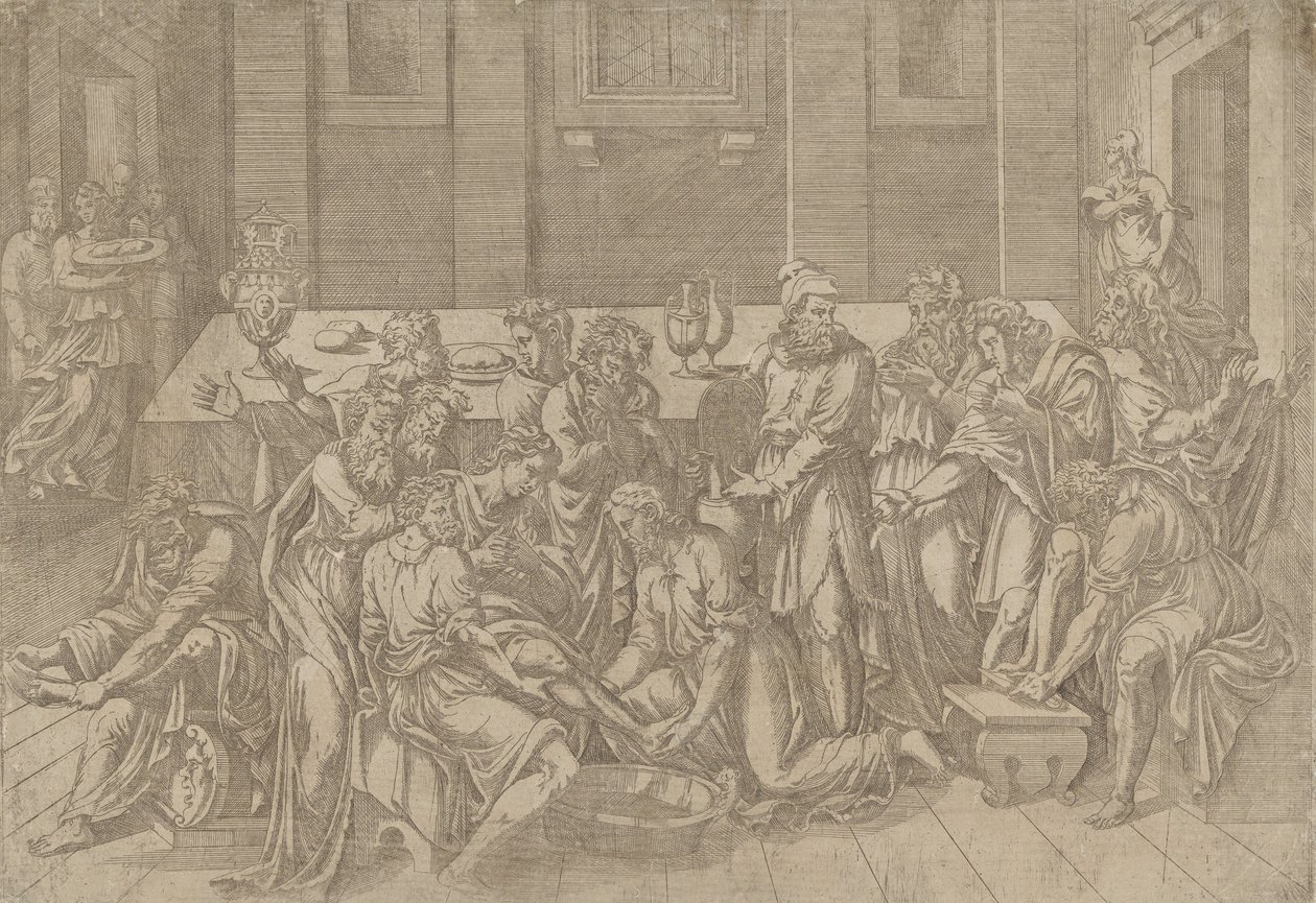 Ježíš myl nohy učedníkům, 1540-45. od Antonio Fantuzzi