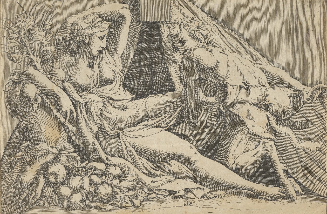 Jupiter a Antiope, 1540-45. od Antonio Fantuzzi