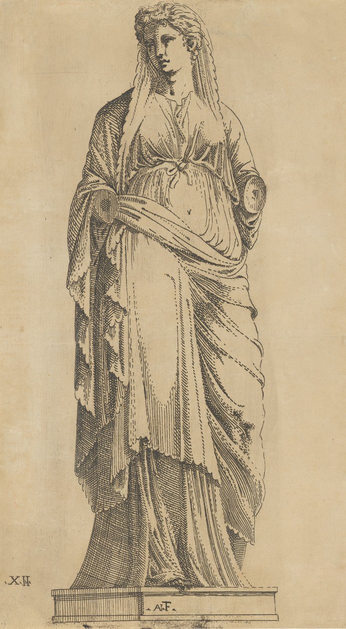Žena plná obličeje, její hlava mírně doleva, ca. 1543. od Antonio Fantuzzi
