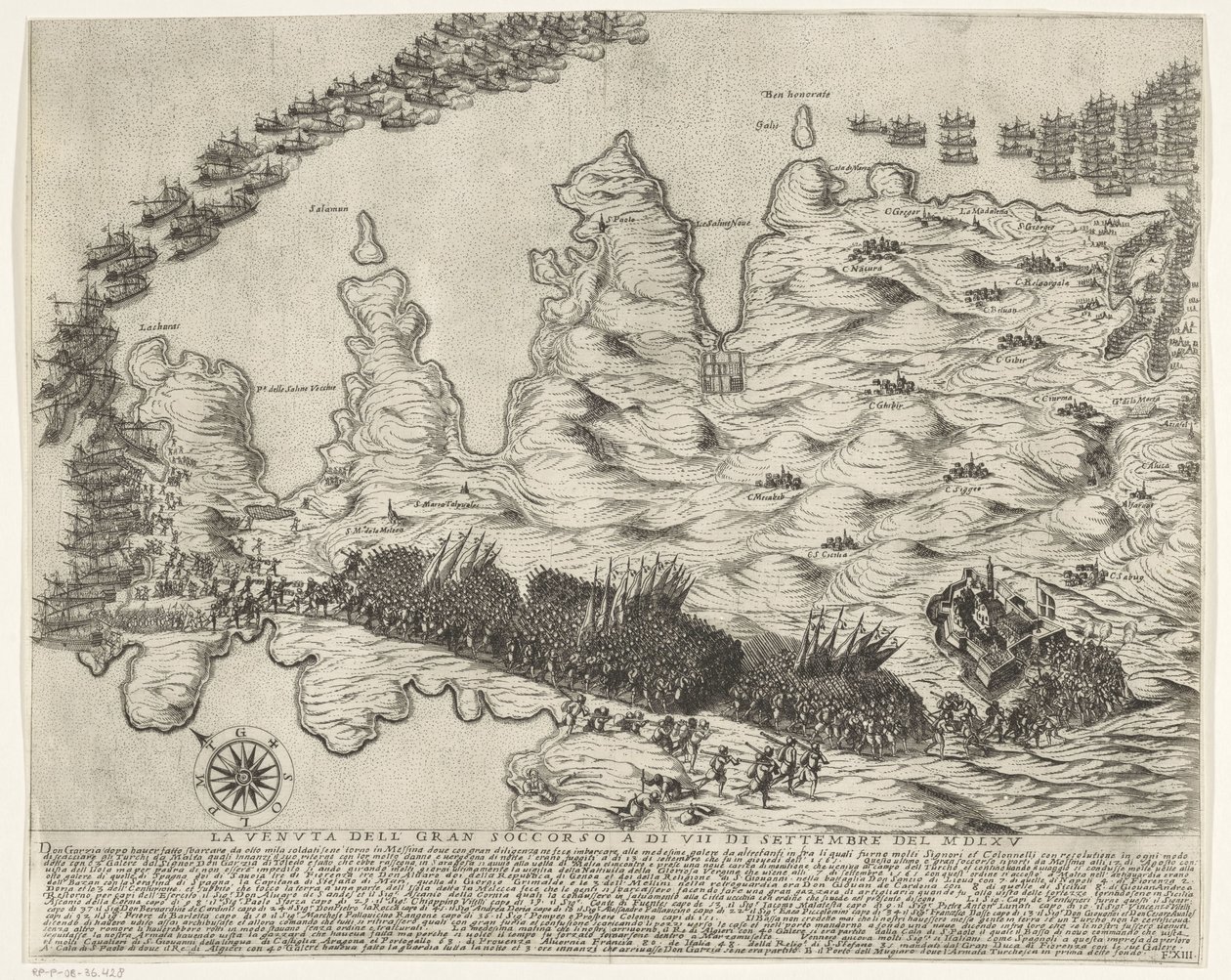 Příjezd pomocných jednotek na Maltu La veduta della gran soccorso a di VII di settembre del MDLXV (název na objektu) The Siege of Malta (název série) od Antonio Francesco Lucini