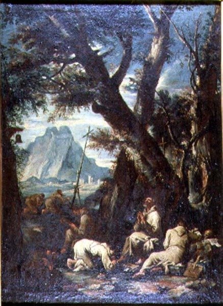 Venkov s poustevníky, cca 1700-10 (olej na plátně) od Antonio Francesco Peruzzini