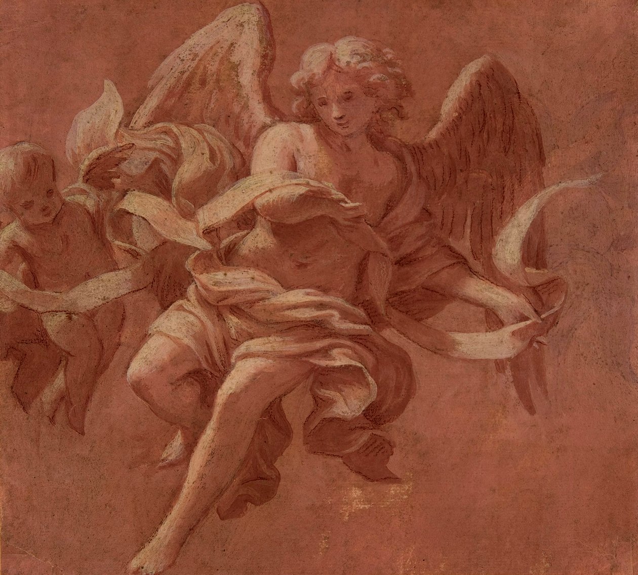Putto a Angel drží Banderole, 1706 od Antonio Franchi