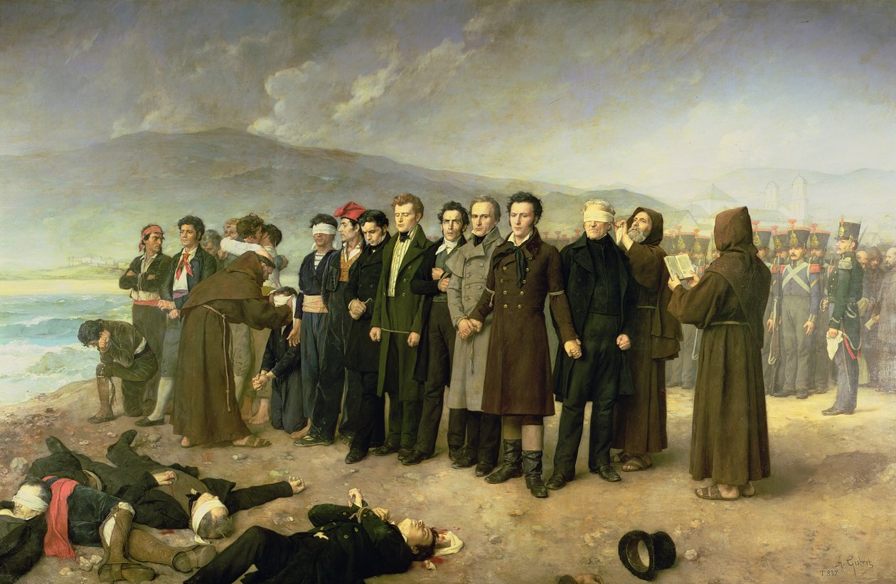 Poprava Jose Maria de Torrijos y Uriarte (1791-1831) a jeho společníků v roce 1831, 1888 od Antonio Gisbert