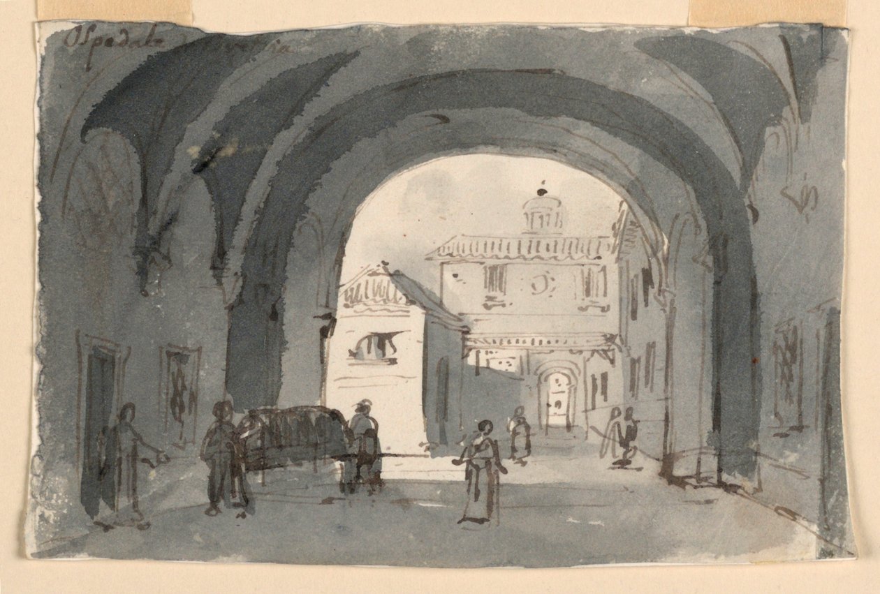Scéna, nemocnice v Brescii od Antonio Giuseppe Basoli