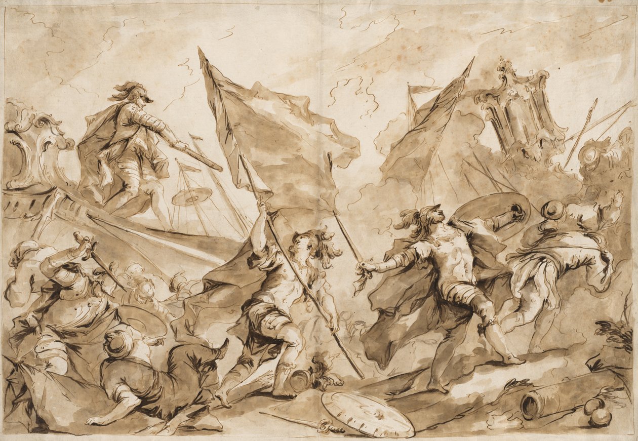 Jacopo Marcello Režírující útok na Gallipoli od Antonio Guardi