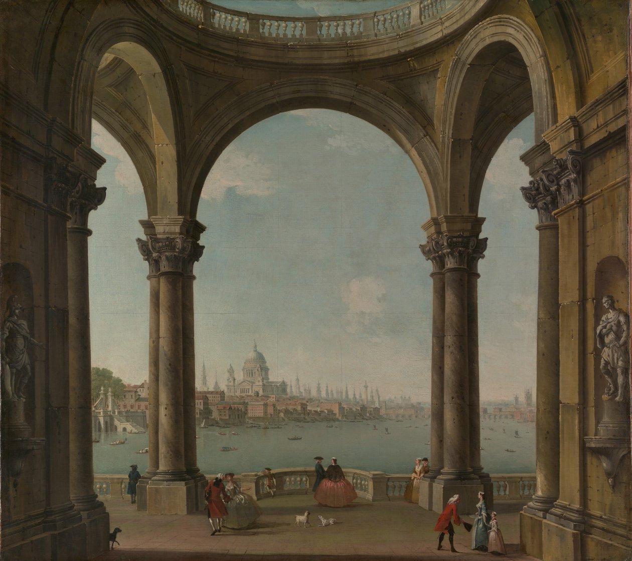 Capriccio se St. Pauls a Old London Bridge. od Antonio Joli