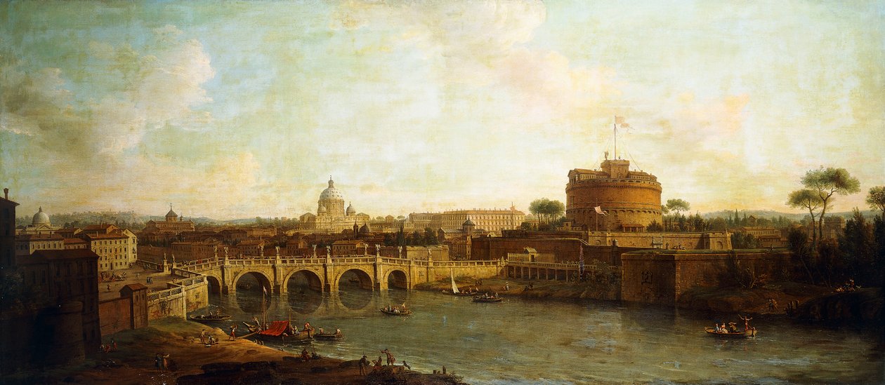 Castel Sant "Angelo a Ponte Sant" Angelo, Řím, od Antonio Joli