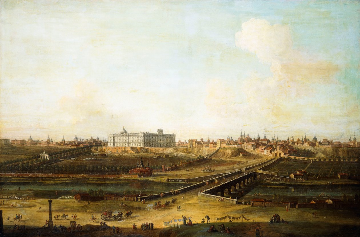 Madrid a Palacio Real ze západního břehu Manzanares, 1752-53 od Antonio Joli